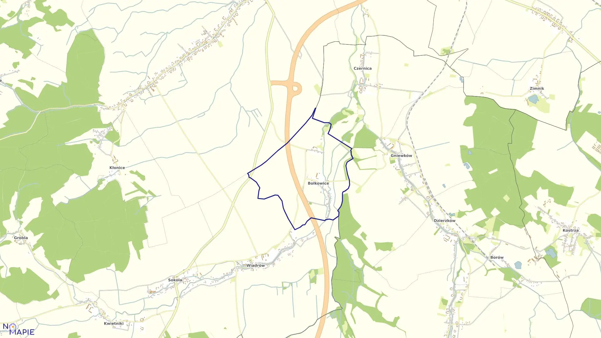Mapa obrębu BOLKOWICE w gminie Paszowice