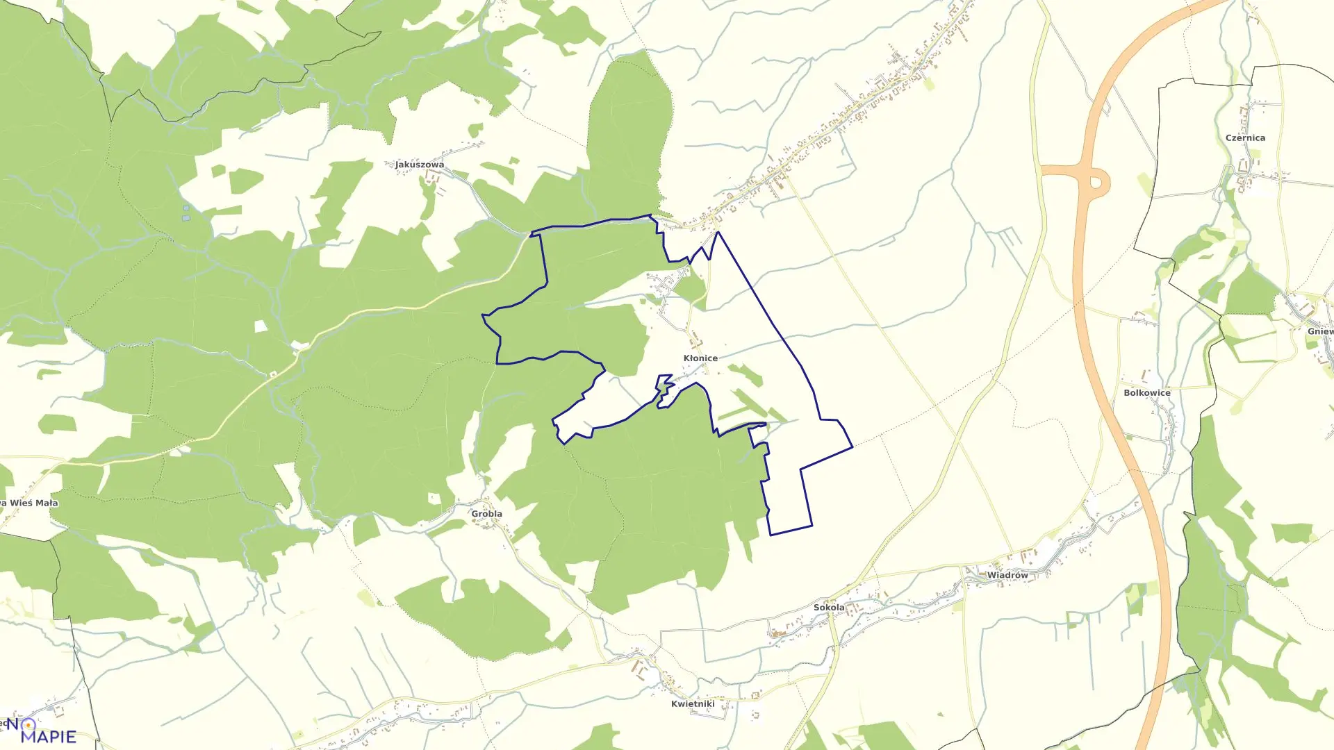 Mapa obrębu KŁONICE w gminie Paszowice