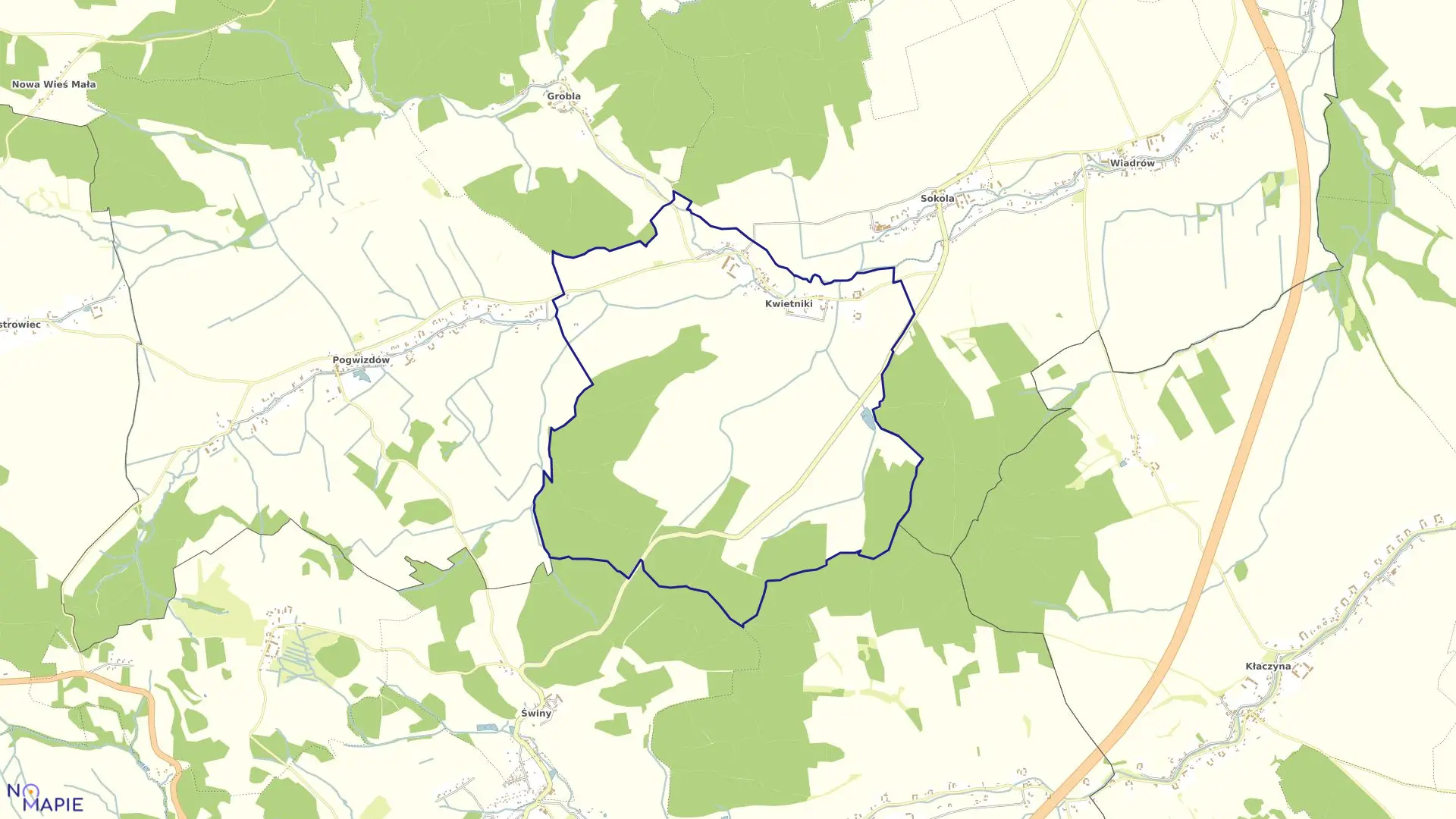 Mapa obrębu KWIETNIKI w gminie Paszowice