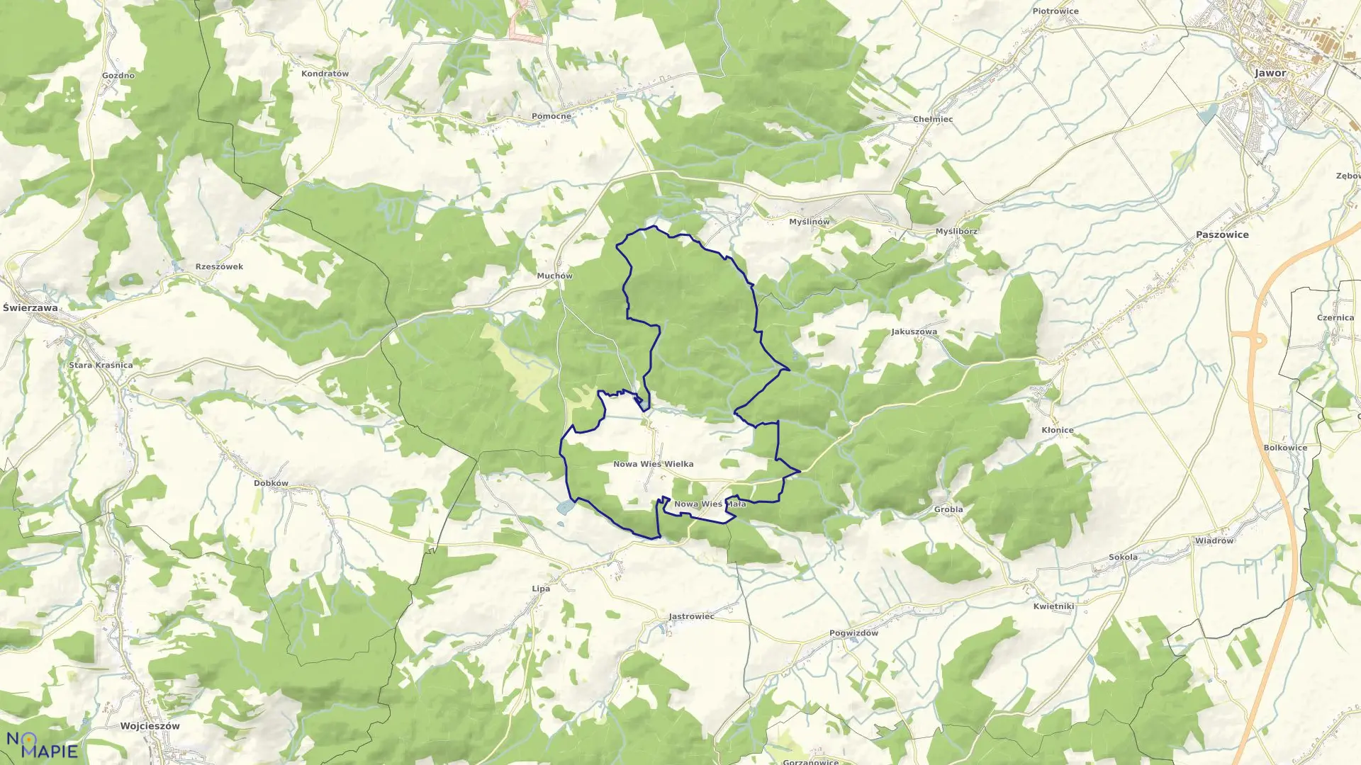 Mapa obrębu NOWA WIEŚ WIELKA w gminie Paszowice