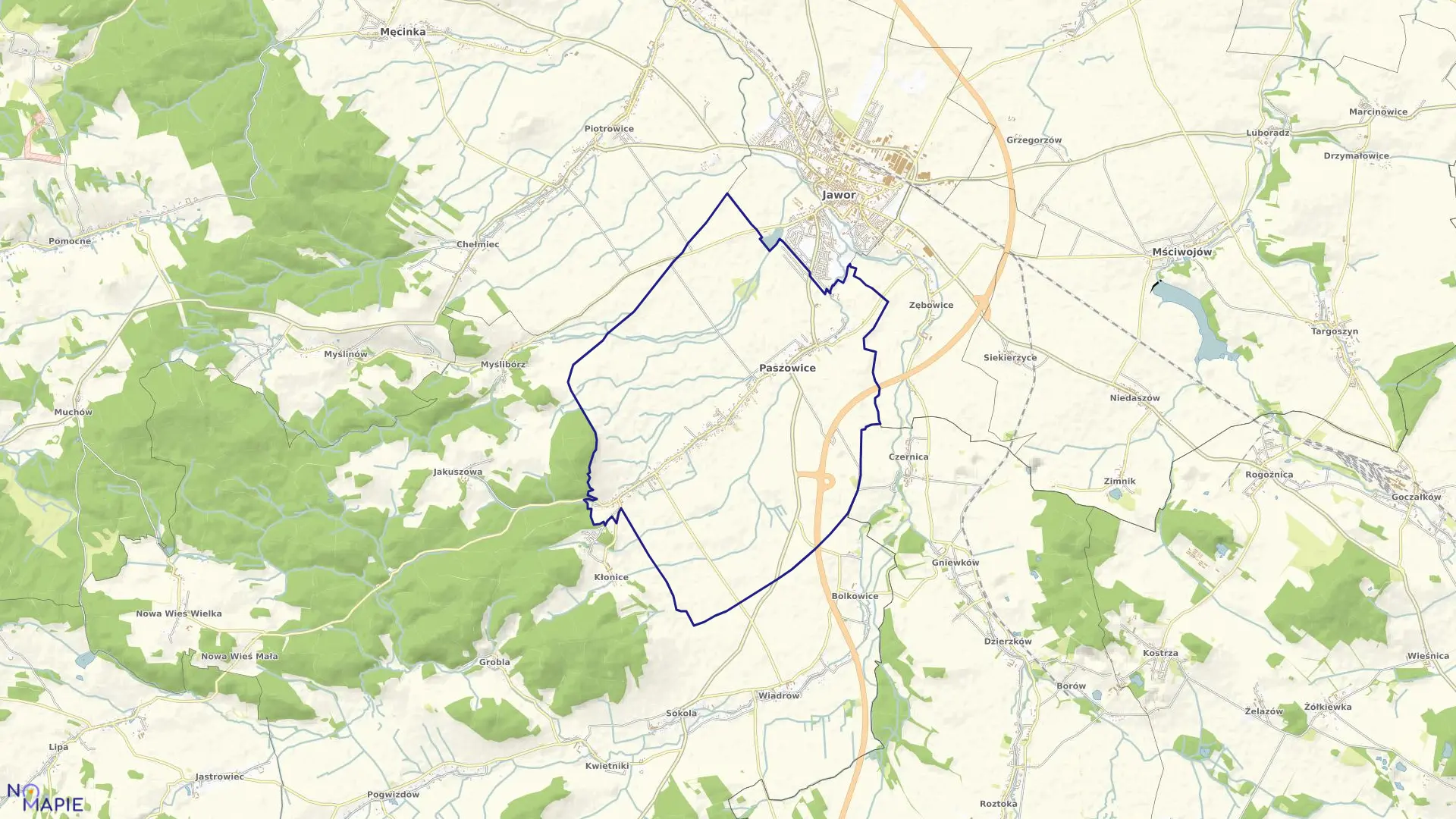 Mapa obrębu PASZOWICE w gminie Paszowice